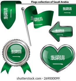 Vector glossy icons of flag of Saudi Arabia on white