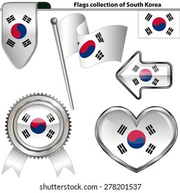Vector glossy icons of flag of South Korea on white