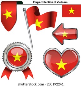 Vector glossy icons of flag of Vietnam on white