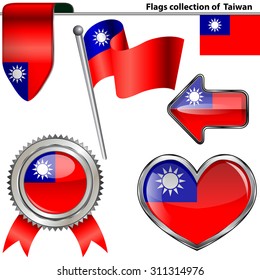 Vector glossy icons of Taiwanese flag