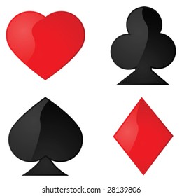 Vector glossy illustration of the four card symbols
