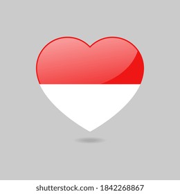 Vector Glossy Indonesian Flag Heart