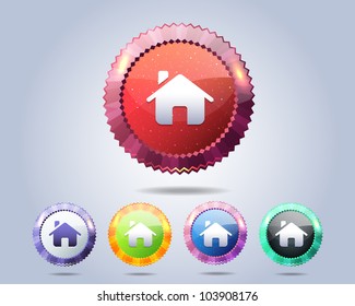 Vector Glossy Info Home icon and multicolored