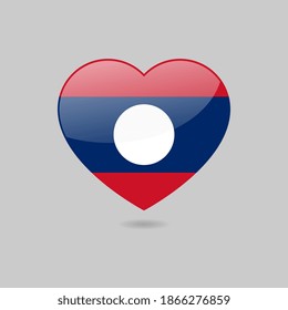 Corazón de la bandera de Laos brillante vectorial