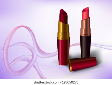 vector Glossy Lipsticks  in the line background