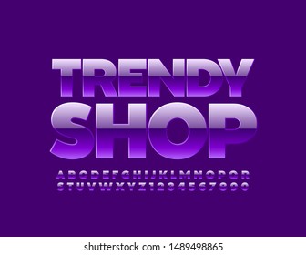 Vektor-Hochglanz-Logo Trendy Shop. Stilvolle Uppercase-Schriftart. Alphabet-Vietnam-Buchstaben und -Zahlen