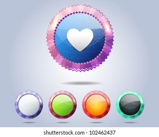 Vector Glossy Love Heart icon and multicolored