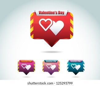 Vector Glossy Love Heart icon and multicolored