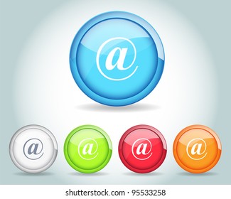 Vector Glossy Mail/Contact Icon/Button and multicolored
