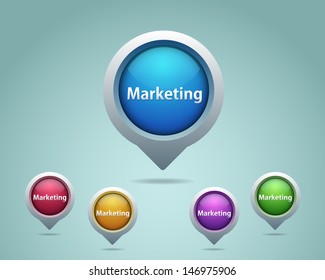 Vector Glossy Marketing Icon/Button and multicolored