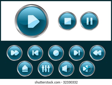 vector - glossy media buttons