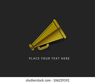 vector glossy megaphone web golden icon design element.