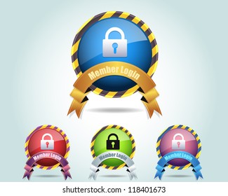 Vector Glossy Member Login Icon/Button and multicolored