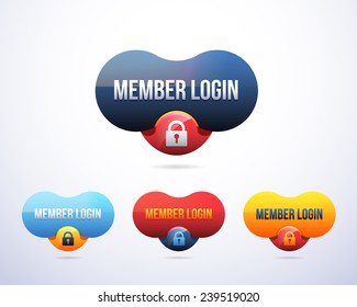 Vector Glossy Member Login Icon/Button and multicolored 