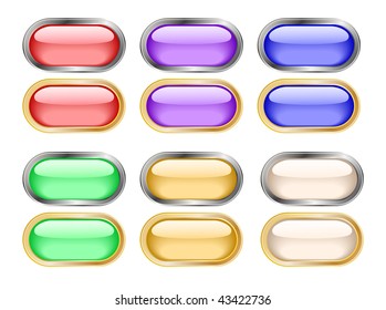 vector glossy metal-aqua buttons for web