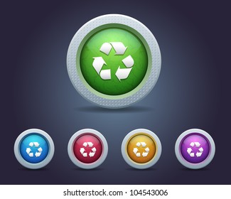 Vector Glossy Metallic Style Recycle icon and multicolored