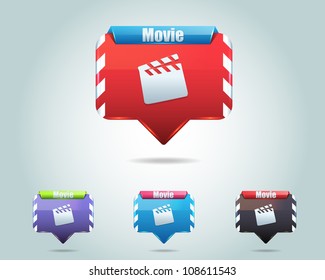 Vector Glossy Movie Icon Button