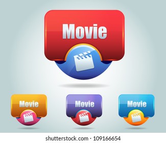 Vector Glossy Movie Icon Button