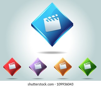 Vector Glossy Movie Icon Button