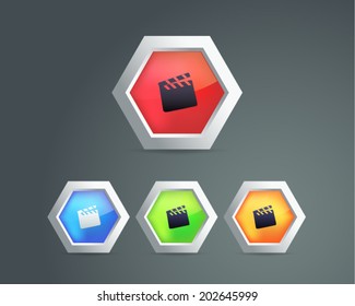 Vector Glossy Movie Icon Button