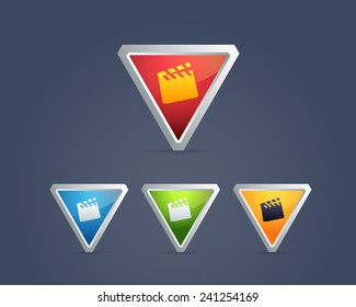 Vector Glossy Movie Icon Button 