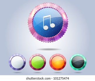 Vector Glossy Music Note Icon/Button and multicolored