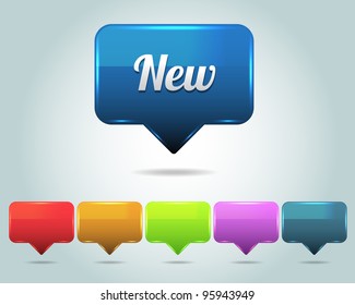 Vector Glossy New Icon/Button and multicolored