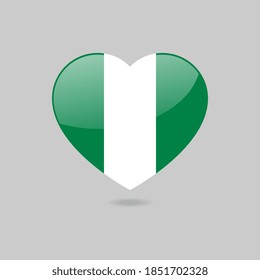 Vector Glossy Nigerian Flag Heart