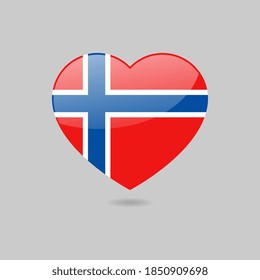 Vector Glossy Norway Flag Heart