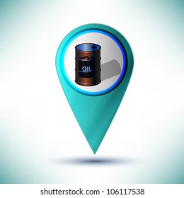 vector glossy oil barrel Icon Button design element on a blue background.