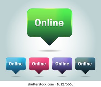 Vector Glossy Online Icon/Button and multicolored