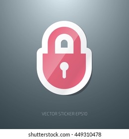 Vector glossy padlock paper sticker icon