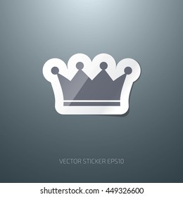Vector glossy paper crown sticker icon