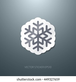Vector glossy paper snowflake sticker icon