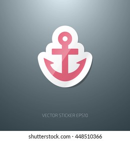 Vector glossy paper sticker anchor icon