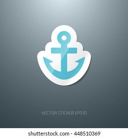 Vector glossy paper sticker anchor icon
