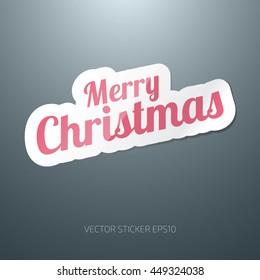 Vector glossy paper sticker banner - merry christmas