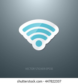 Vector glossy paper sticker with wi fi icon