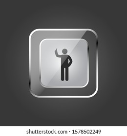 Vector Glossy of People Teaching Webpage Button Silver Circle Icon on Gray Background