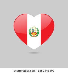 Vector Glossy Peruvian Flag Heart
