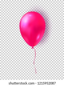 Vector glossy pink balloon. Realistic air 3d balloon isolated on transparent background.