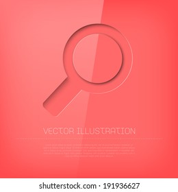 Vector glossy pink cut out search icon