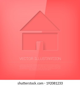 Vector glossy pink cut out home icon