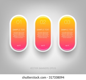 Vector glossy plastic banners for business design, progress, number option, step presentation
