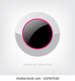 Vector glossy plastic button with bright pink detail