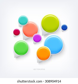 Vector glossy plastic round speech bubbles background