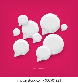 Vector glossy plastic round speech bubbles background