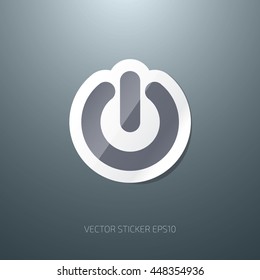 Vector glossy power button paper sticker icon