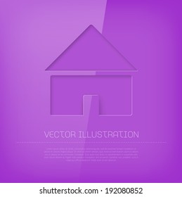 Vector glossy purple cut out home icon