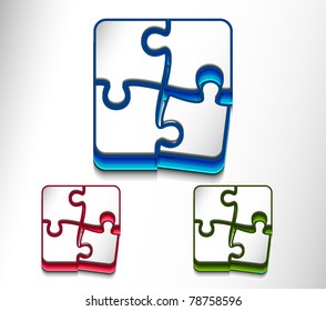 vector glossy puzzle web icon design element set.